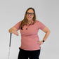 Women's Short Sleeve Ribbed Golf Polo - Fairway Stripes (Pink)