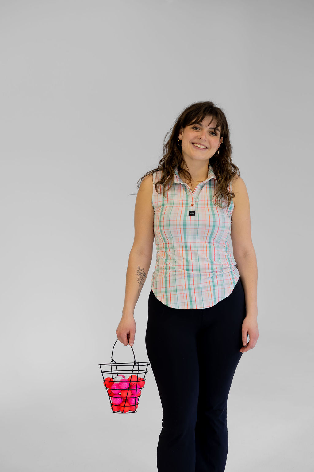 Women’s Sleeveless Golf Polo - Par Plaid