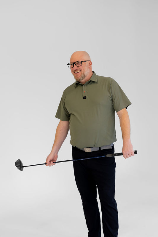 Men's Ribbed Golf Polo - Fairway Stripes (Green)