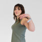 Women's Sleeveless Ribbed Golf Polo - Fairway Stripes (Green)