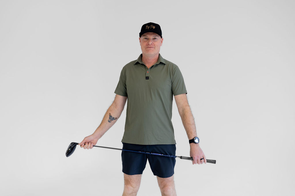 Men's Ribbed Golf Polo - Fairway Stripes (Green)