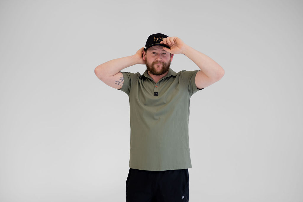 Men's Ribbed Golf Polo - Fairway Stripes (Green)