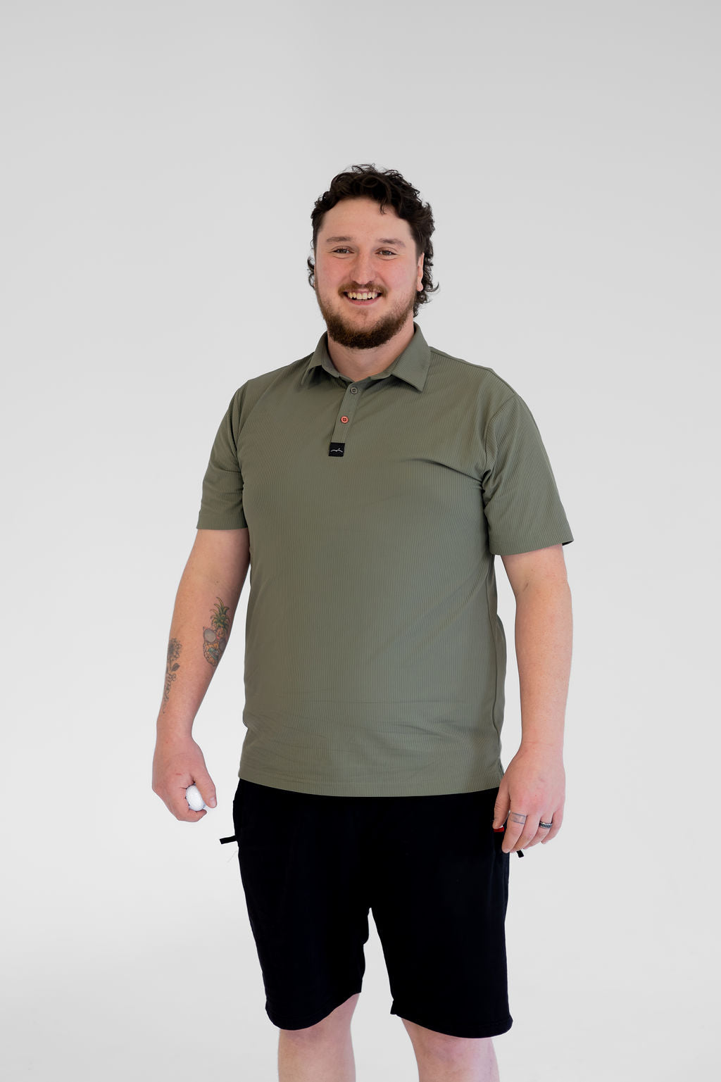 Men's Ribbed Golf Polo - Fairway Stripes (Green)