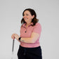 Women's Short Sleeve Ribbed Golf Polo - Fairway Stripes (Pink)