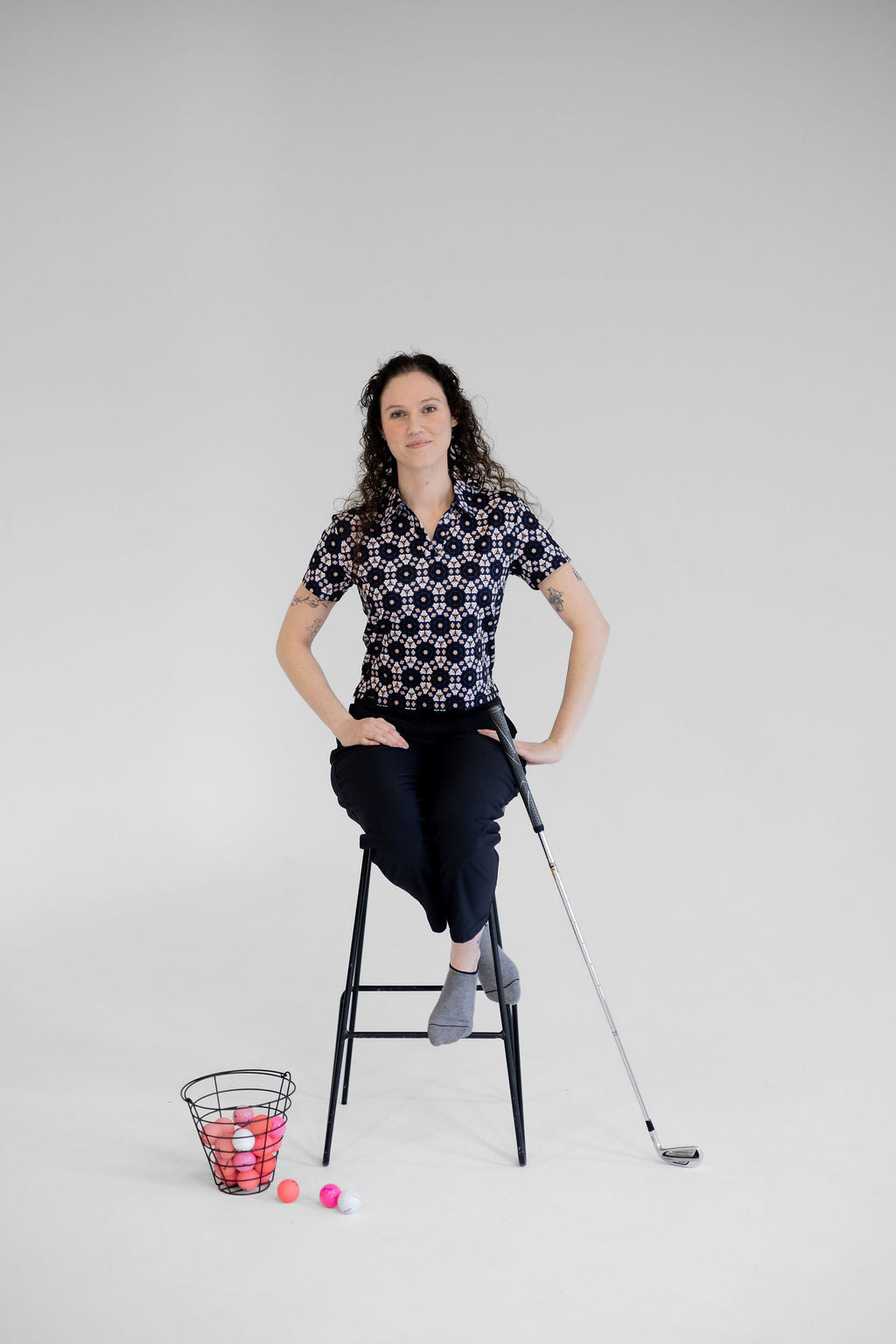 Women's Cropped Golf Polo - Par-fect Geometry