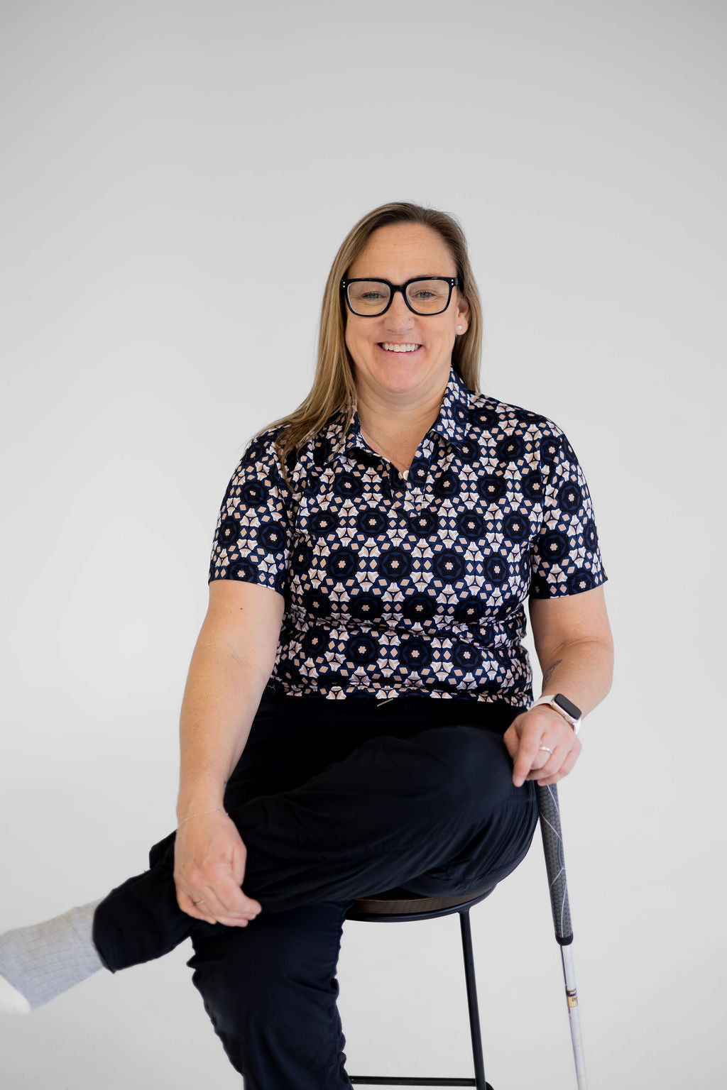 Women's Cropped Golf Polo - Par-fect Geometry