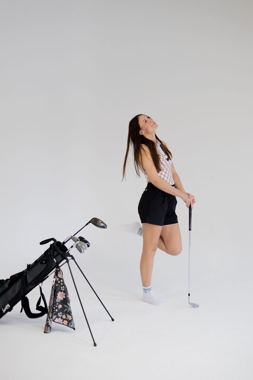 Women's Sleeveless Golf Polo - Checkered Flag