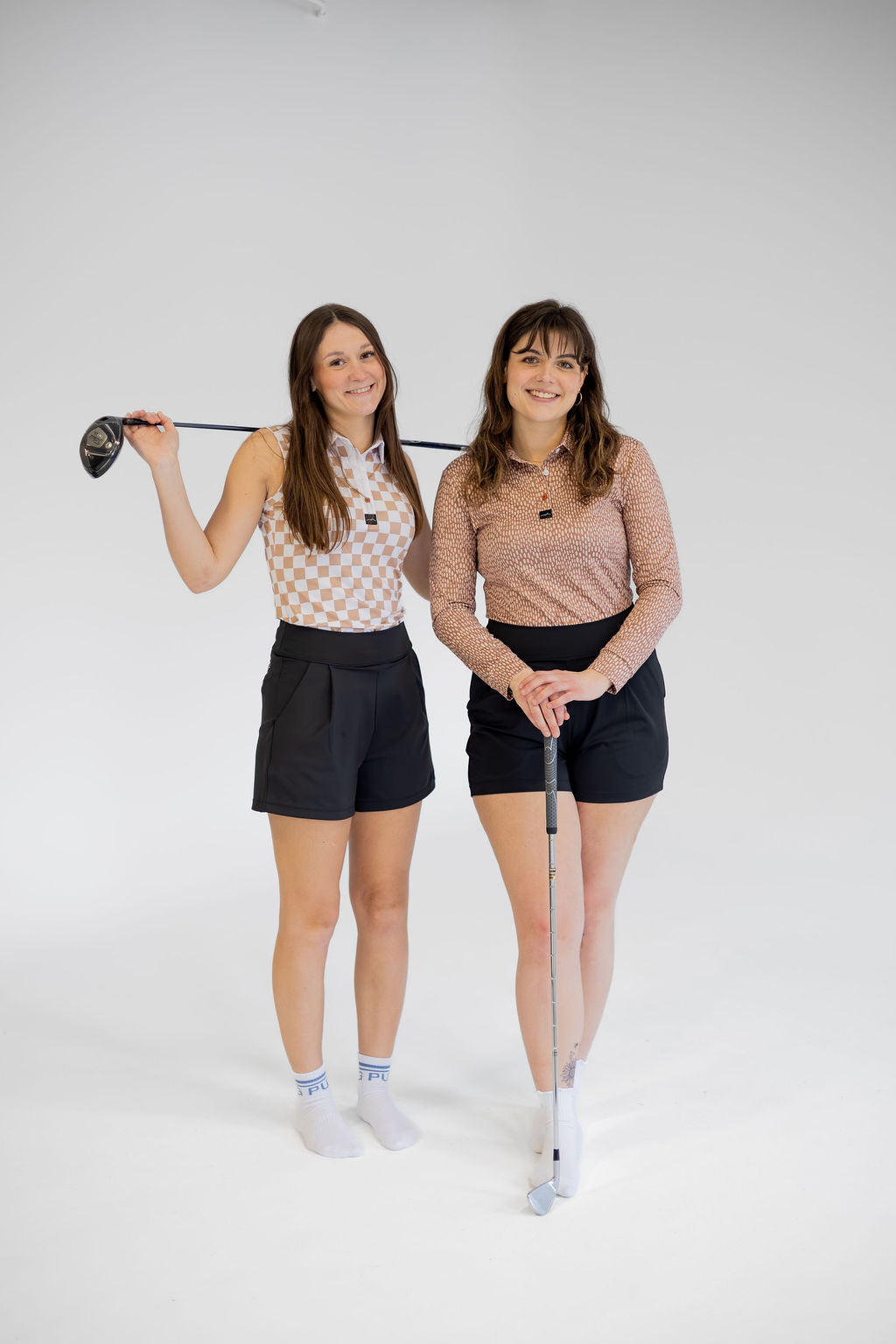 Women's Long sleeve Golf Polo - Terracotta Scattered Lies