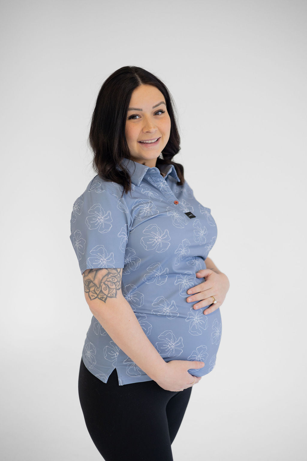 Women's Short Sleeve Golf Polo - Blue Bloom