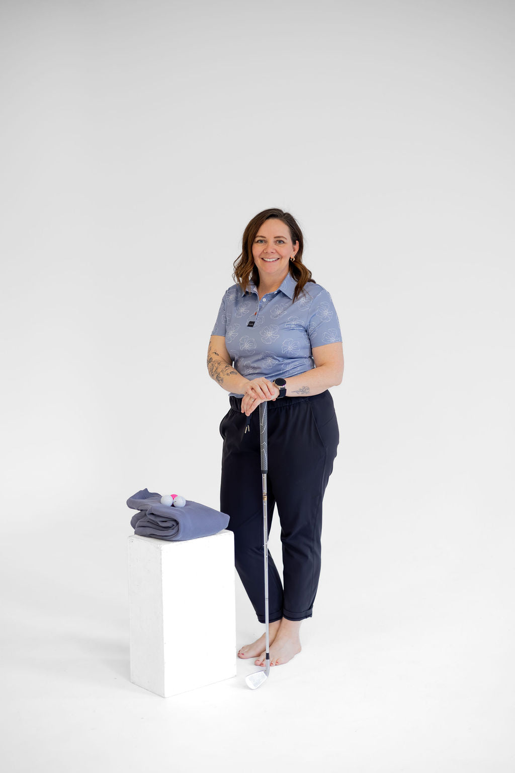 Women's Short Sleeve Golf Polo - Blue Bloom