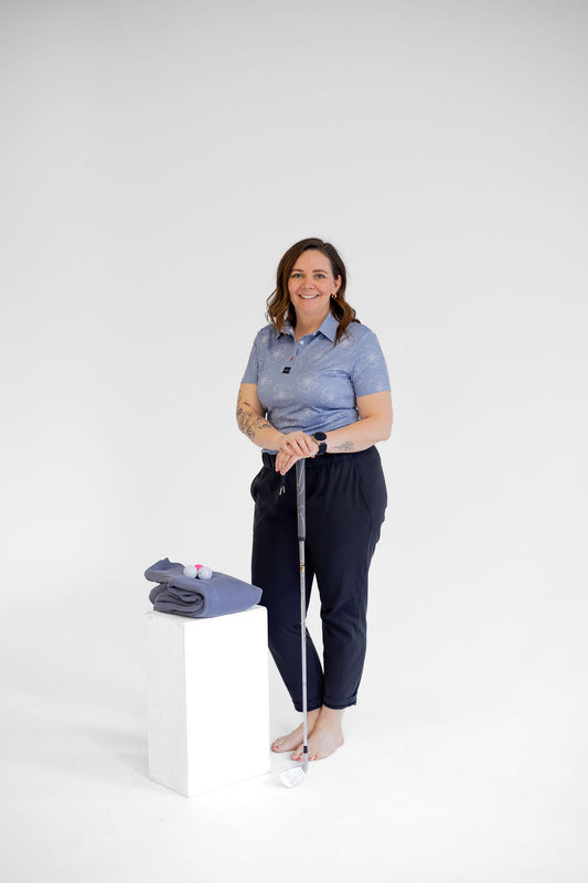 Women's Short Sleeve Golf Polo - Blue Bloom