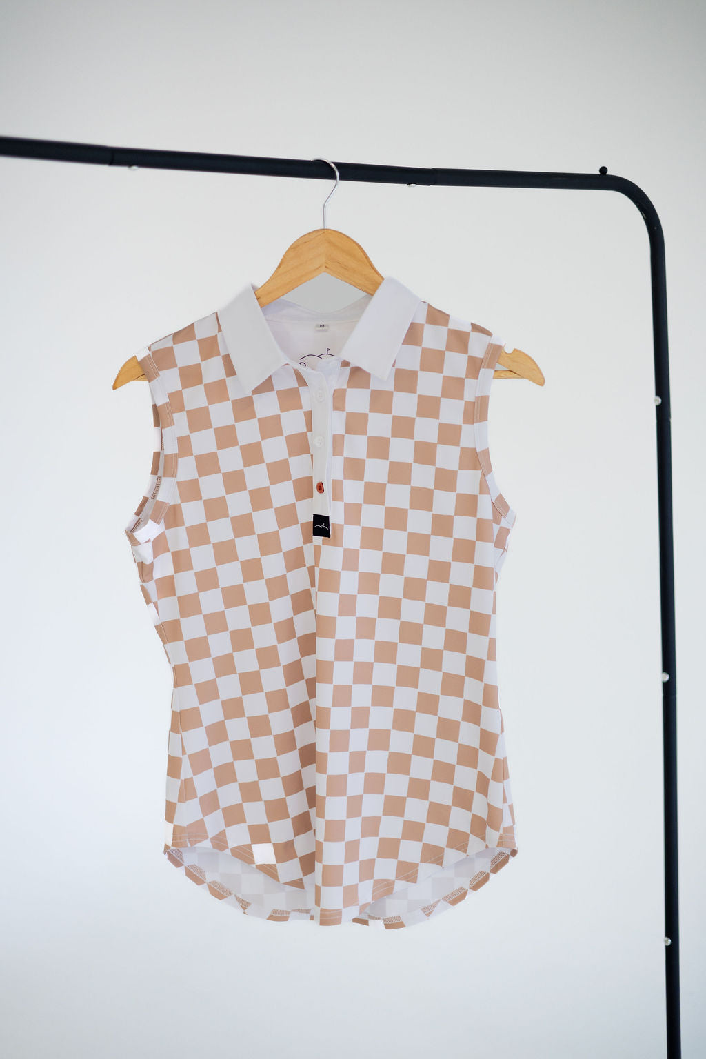 Women's Sleeveless Golf Polo - Checkered Flag