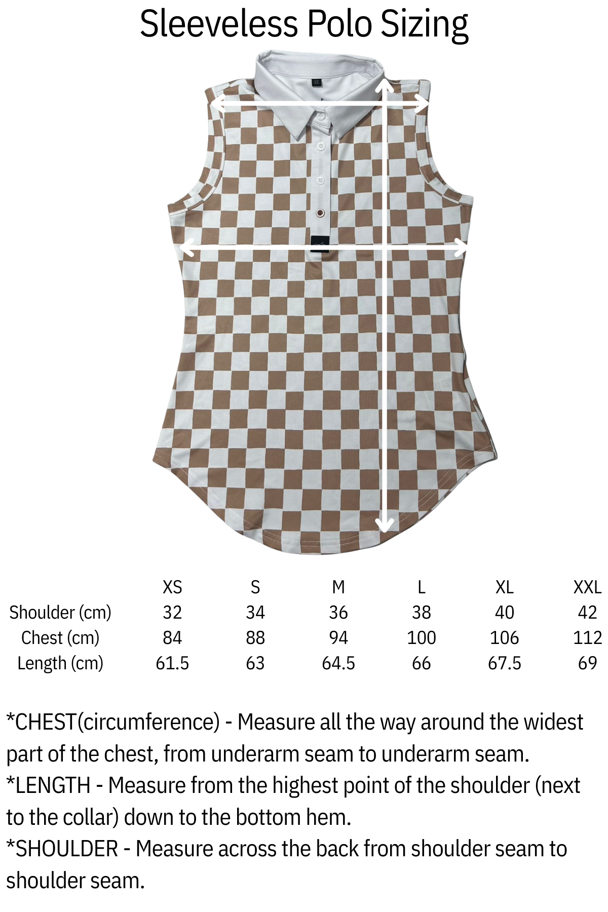 Women's Sleeveless Golf Polo - Checkered Flag
