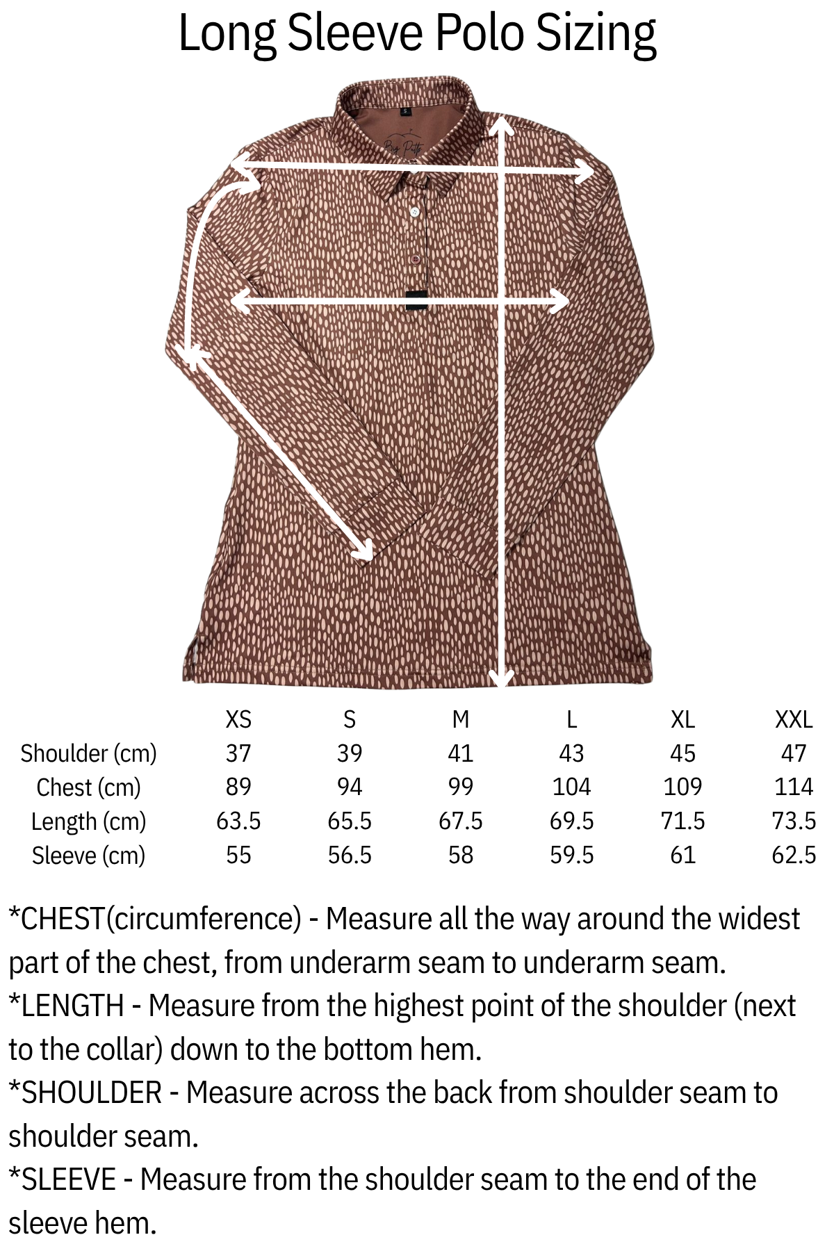 Women's Long sleeve Golf Polo - Terracotta Scattered Lies